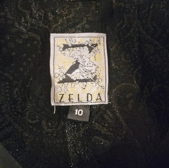 Zelda Vintage Black Blazer Steampunk Heart/Spade Design SZ 10 - Picture 5 of 13